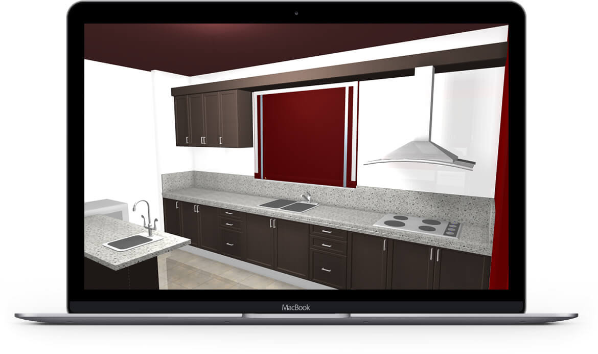 Diseño 3D de cocina en software profesional
